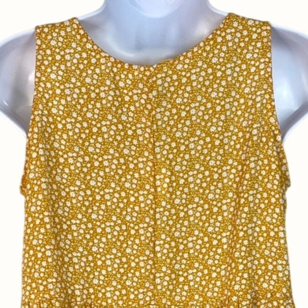 Hayden Girls Mustard Yellow Floral Print Tiered Mini Dress Size XL 13/14 NWT - Picture 4 of 9